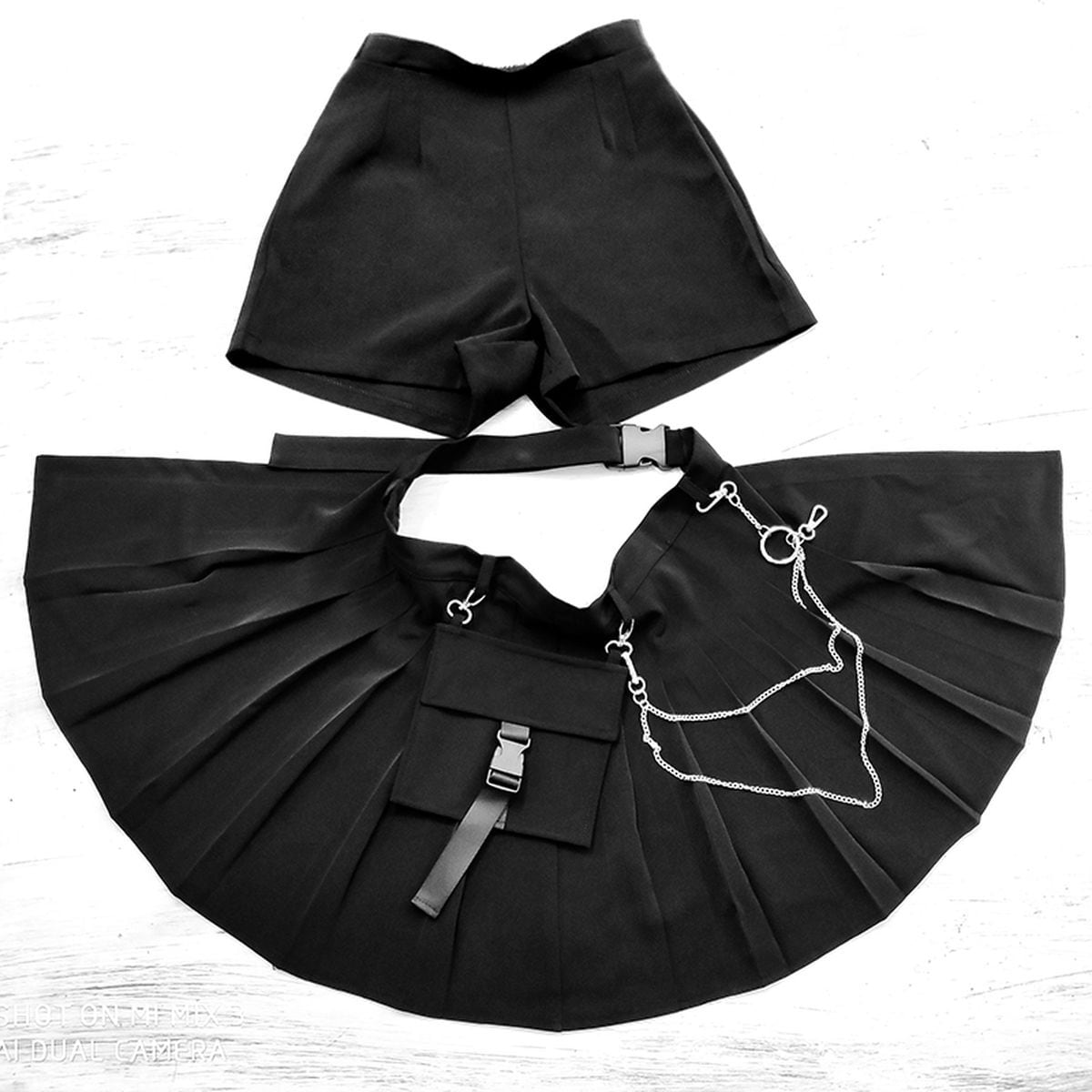Asymmetrical Skirt with Shorts