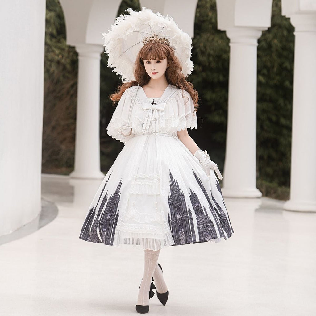 Gothic-Inspired Cape Jumper Skirt Outfit