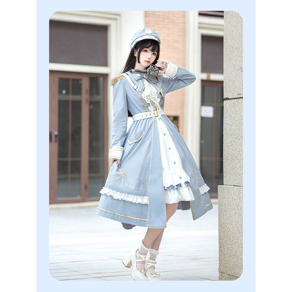 Sky Blue Military Lolita Dress Set
