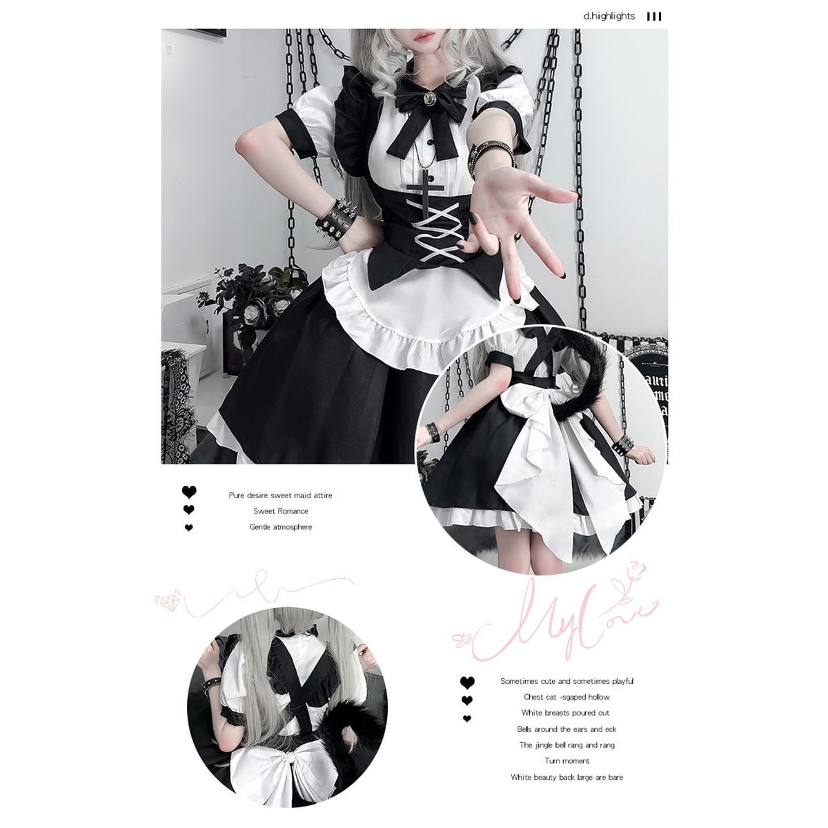 Gothic Lace-Up Frill Maid Dress