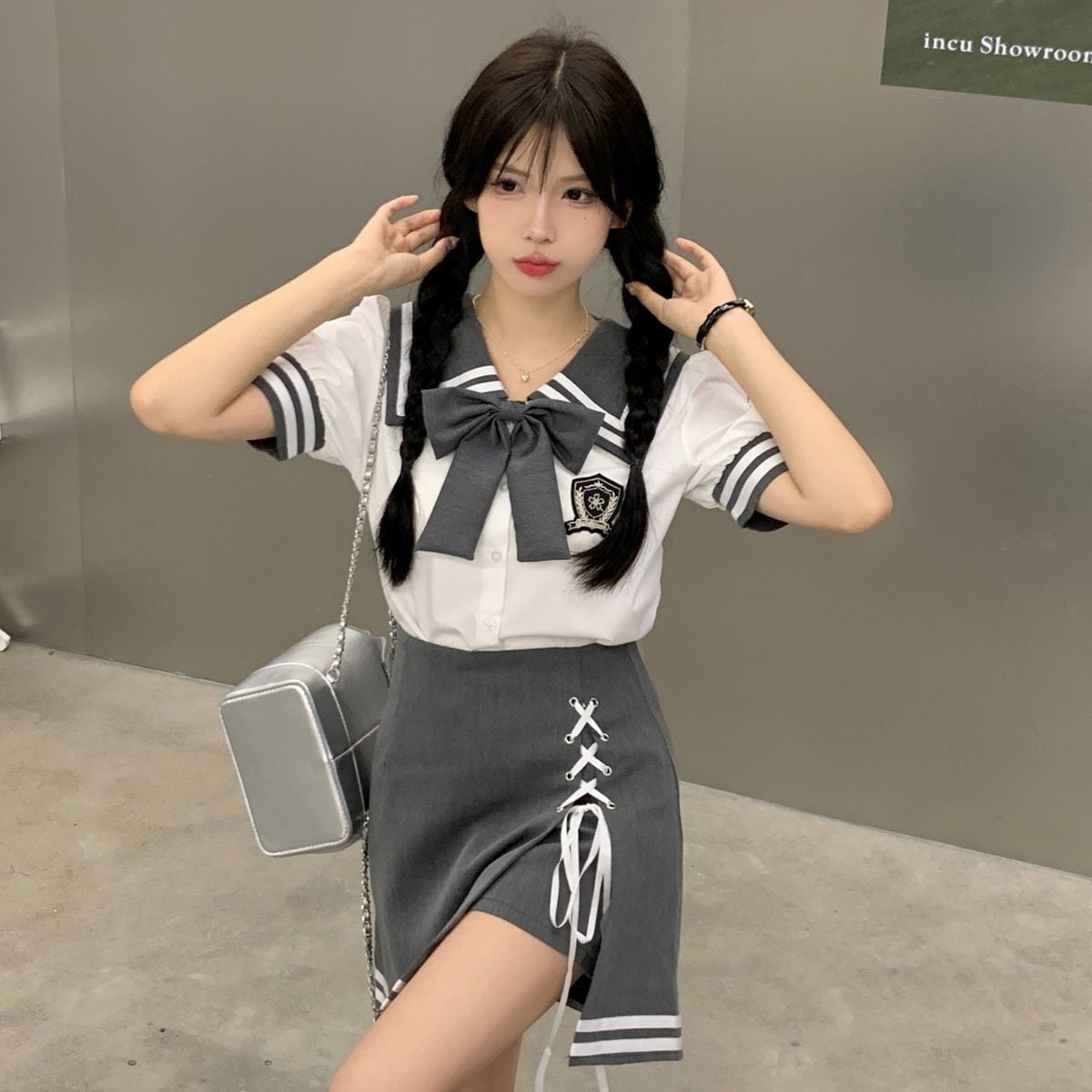 Sailor Collar Short Sleeve Set up