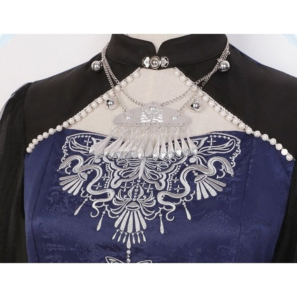 Chinese-Inspired Embroidered Jewel Dress