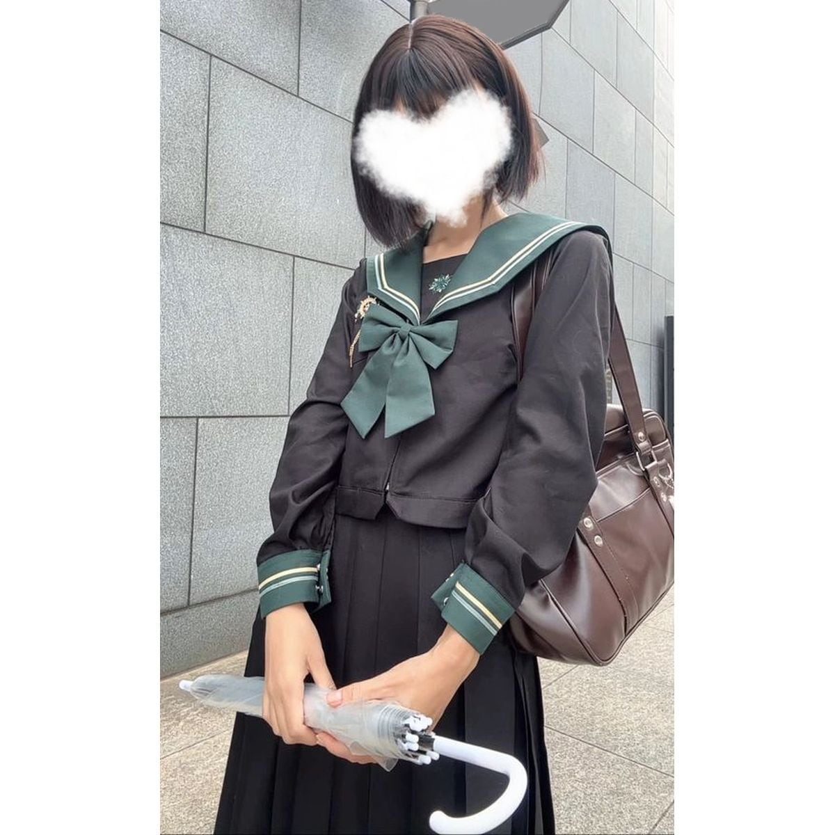 Green x Black School Uniform Ensemble