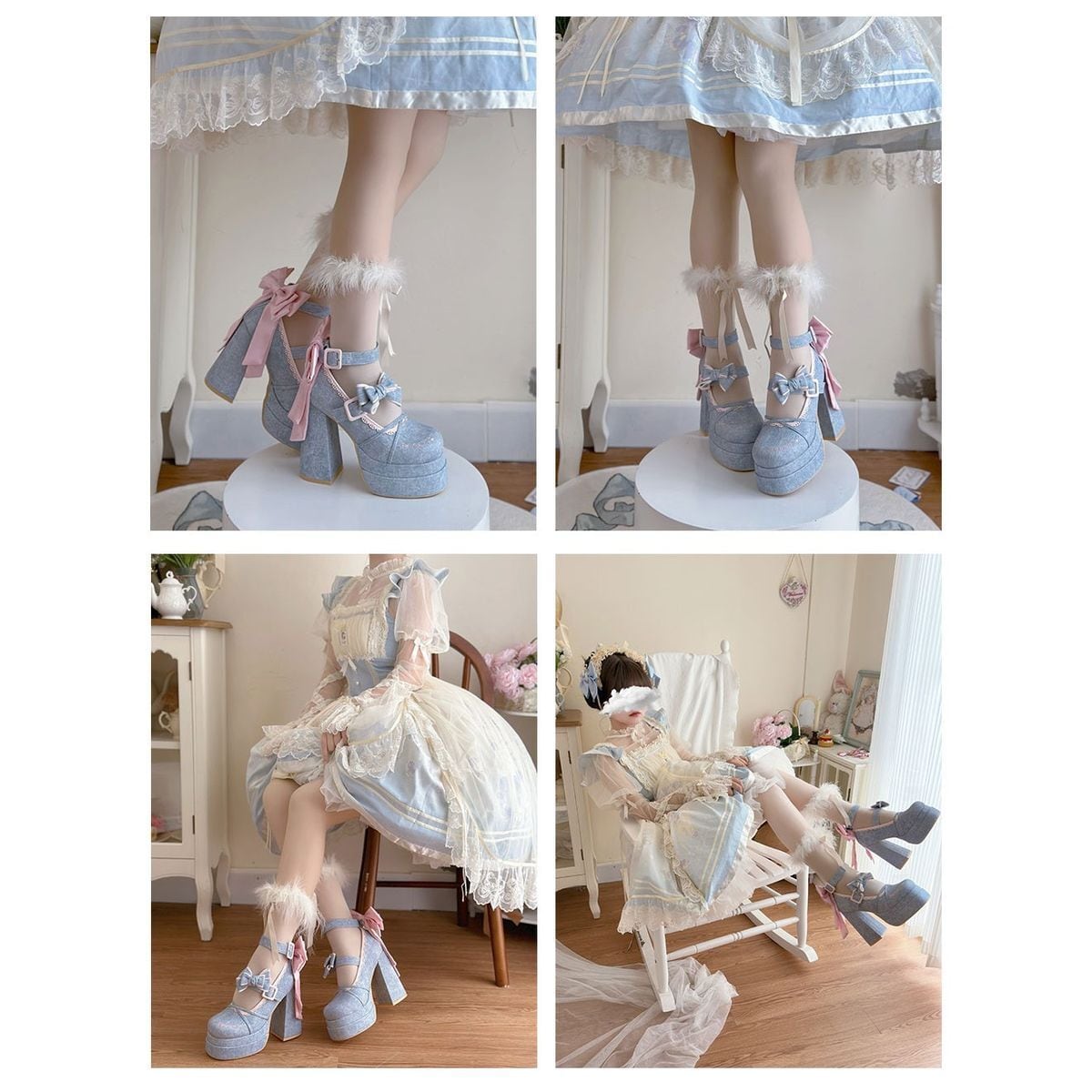 High Heel Shoes with Side Ribbons
