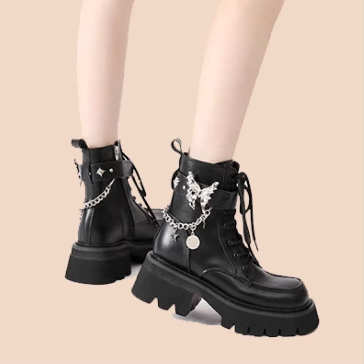 Butterfly Strap Chain Boots