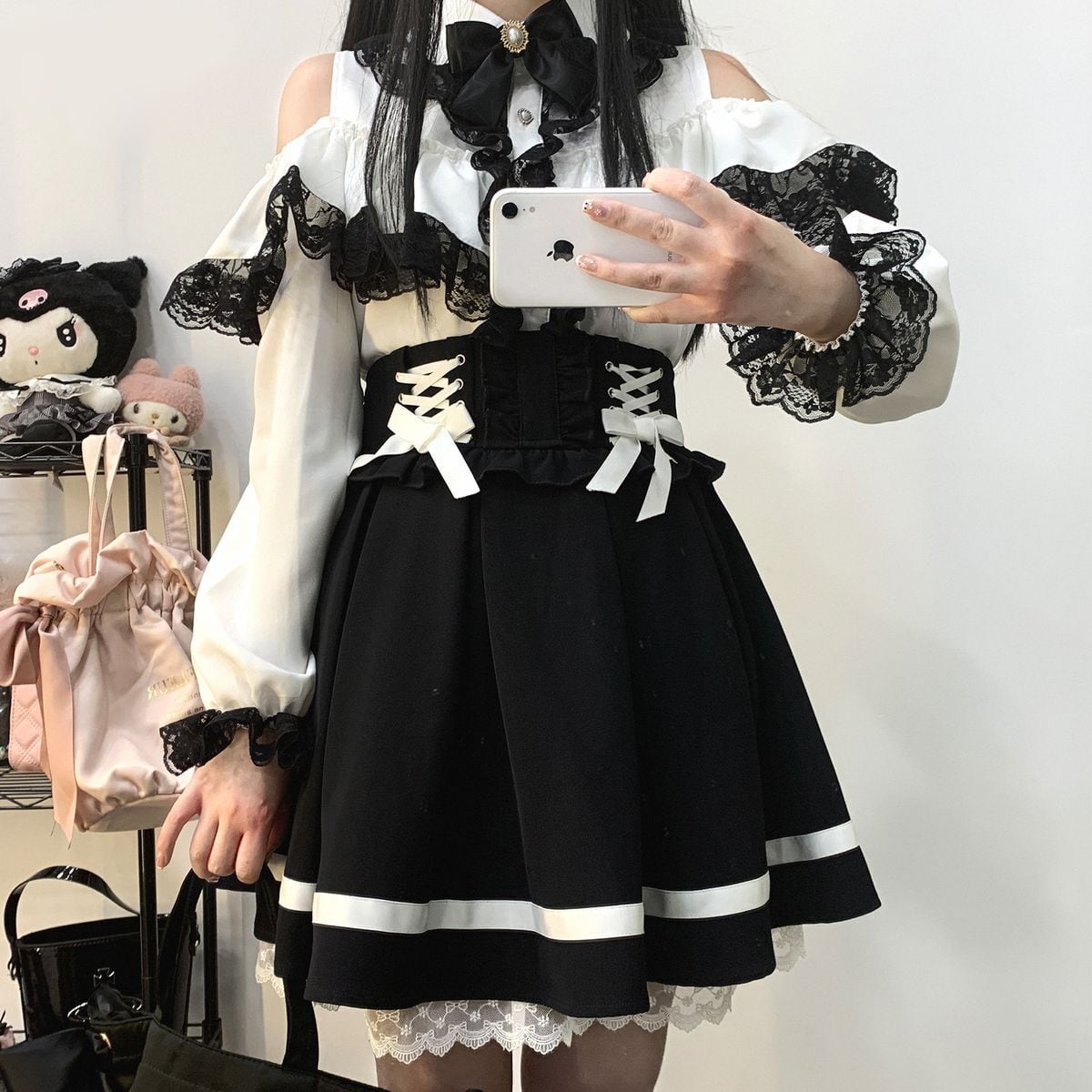 Jirai-kei Long Sleeve Open Shoulder Blouse