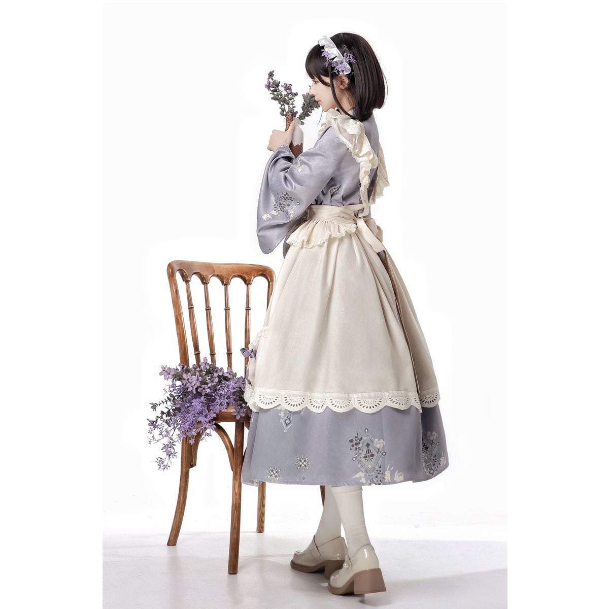 Lavender Retro-Style Apron Dress