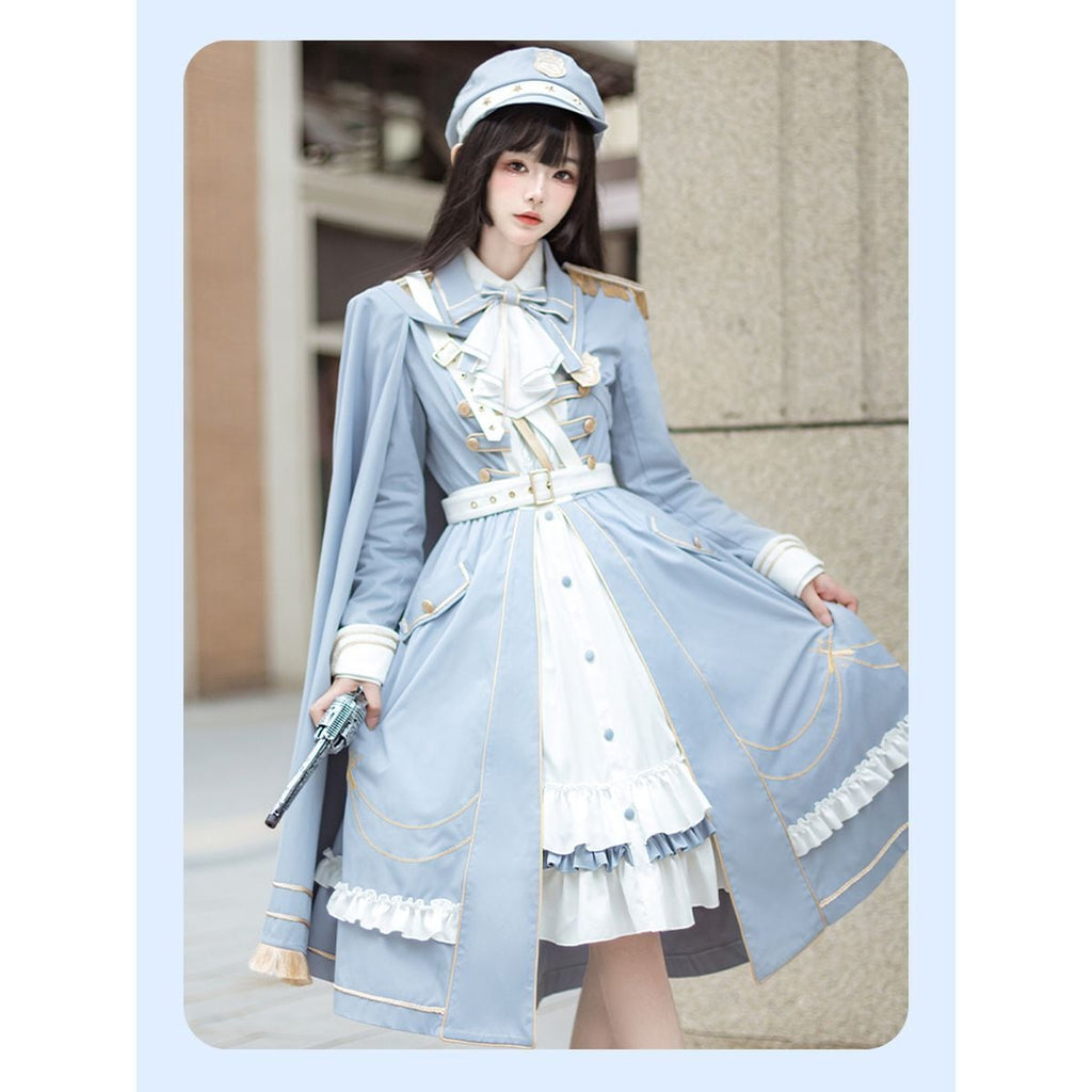 Sky Blue Military Lolita Dress Set