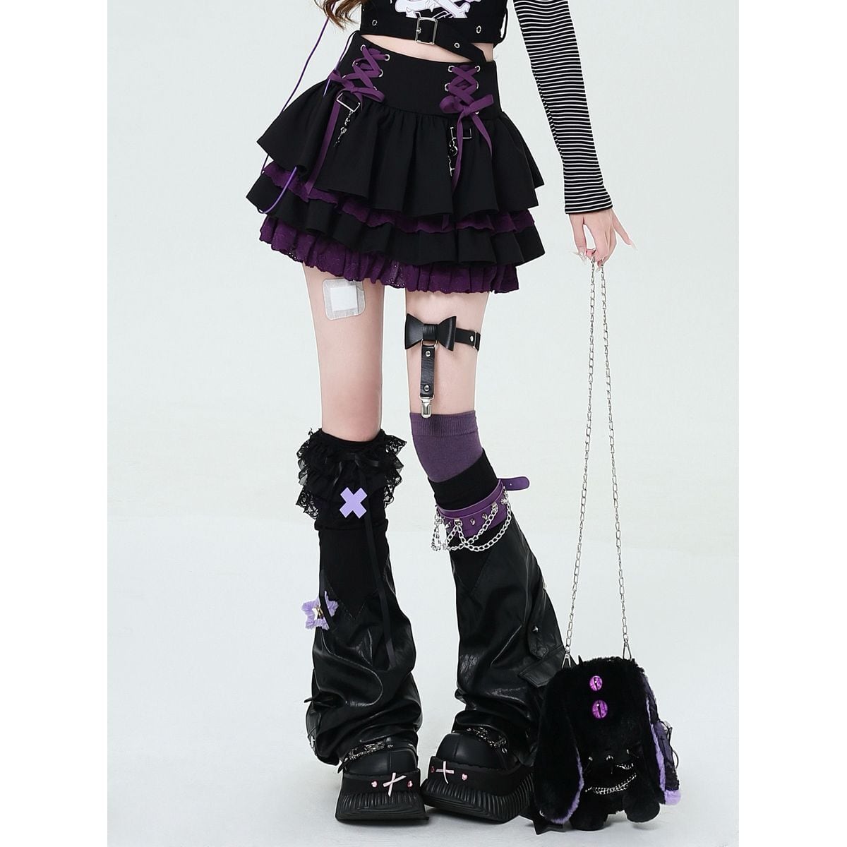 Jirai-kei Lace-Up Mini Skirt