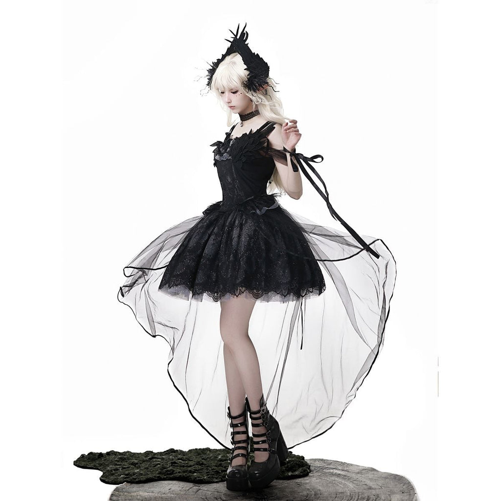 Elegant Gothic Lace Off-Shoulder Ensemble