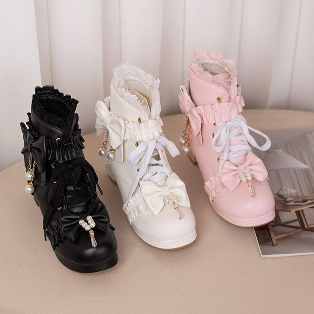 owknot Pearl Accent Ankle Boots