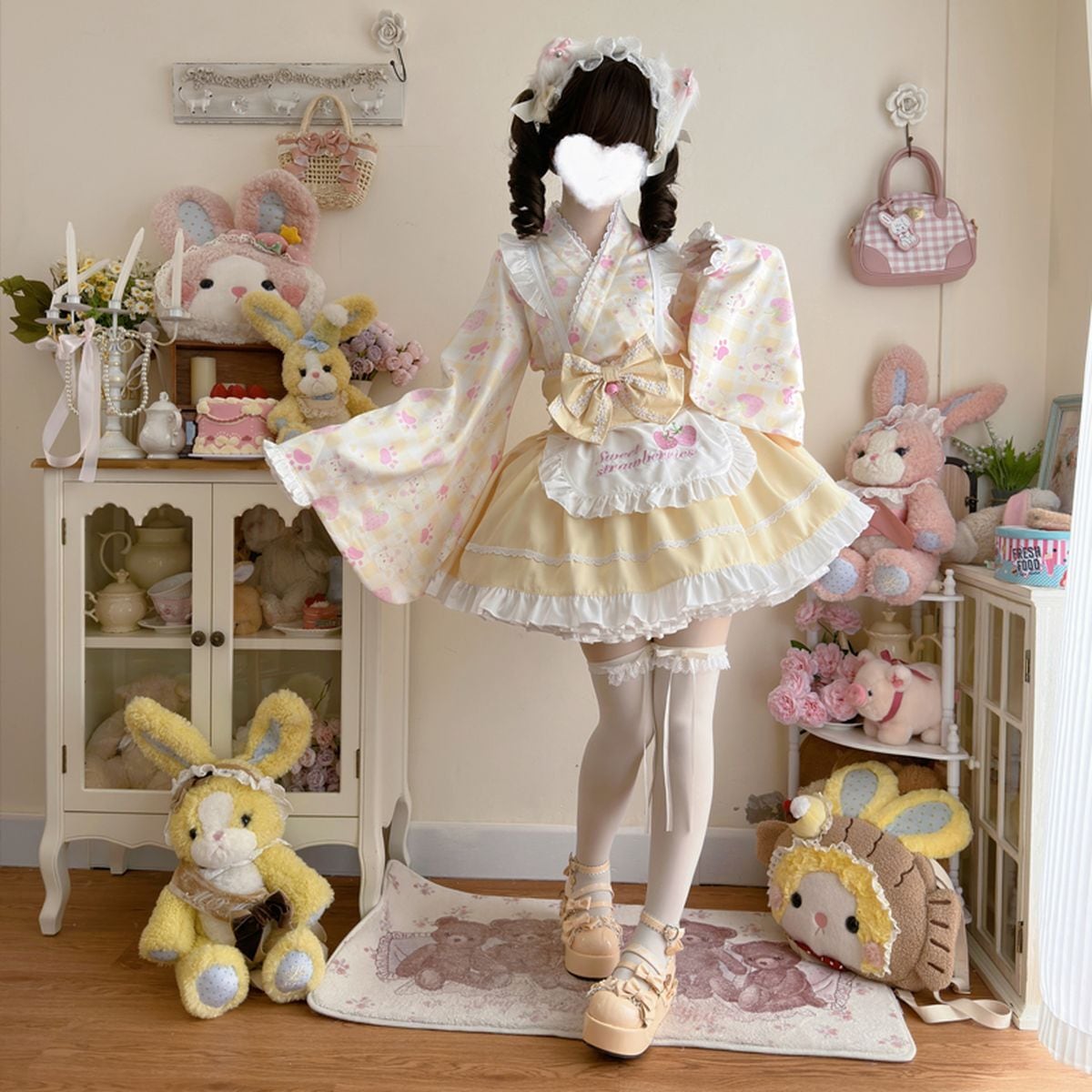 Kimono-Inspired Maid Dress Set