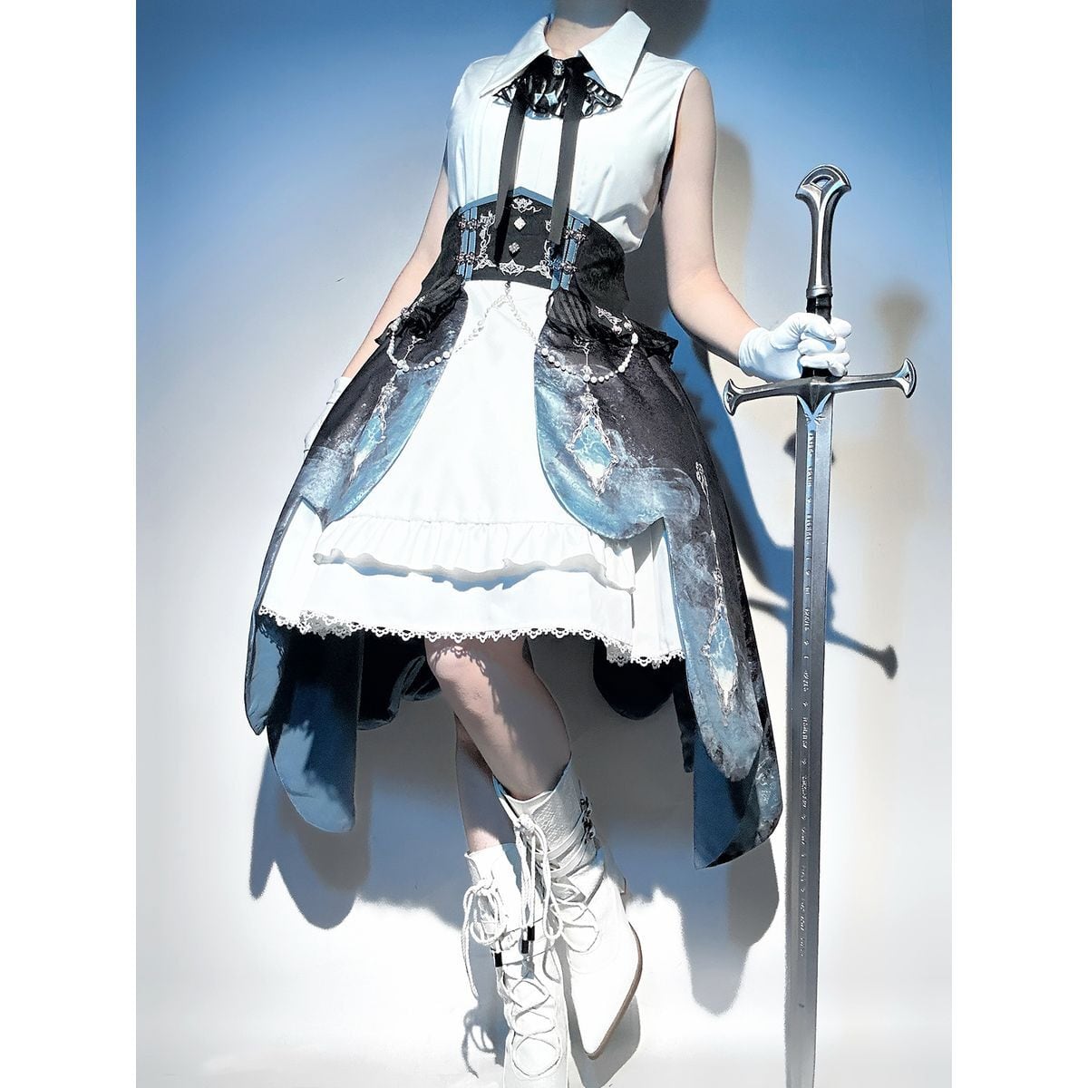 Stylish Military Cape Dress Set