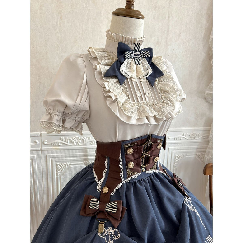 Steampunk Frilled Lace-Up Short Dress