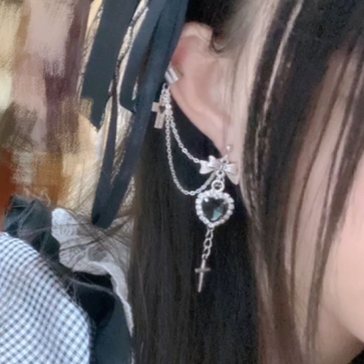 Jirai-kei Style Cross Chain Earrings