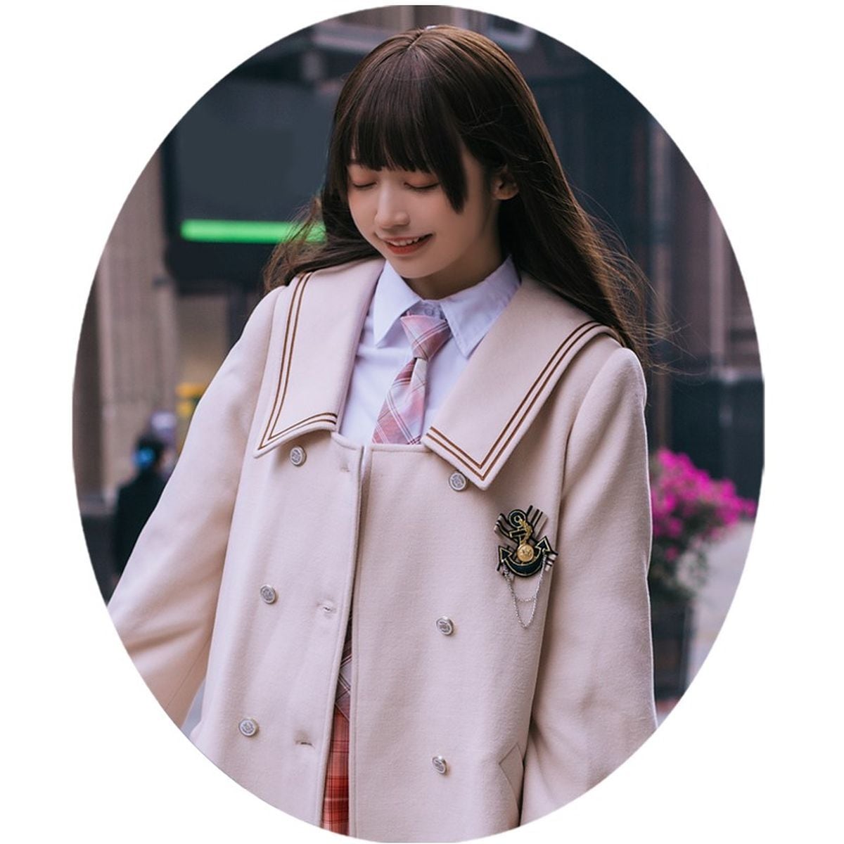 Sailor Collar Double-Breasted Coat