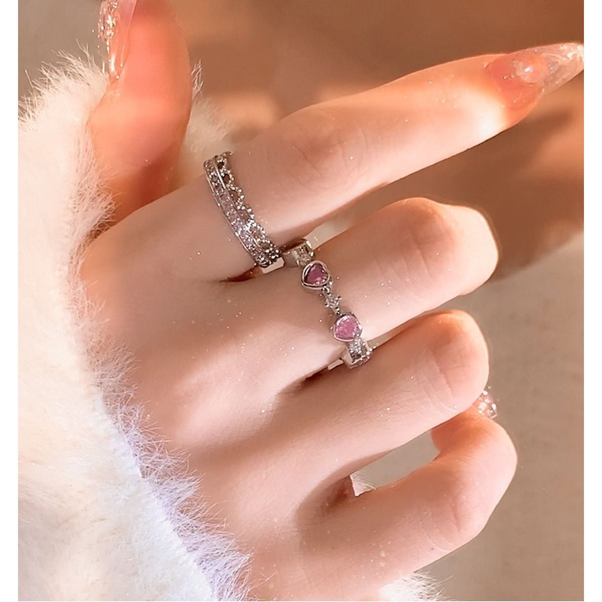Kawaii Heart Charm Ring