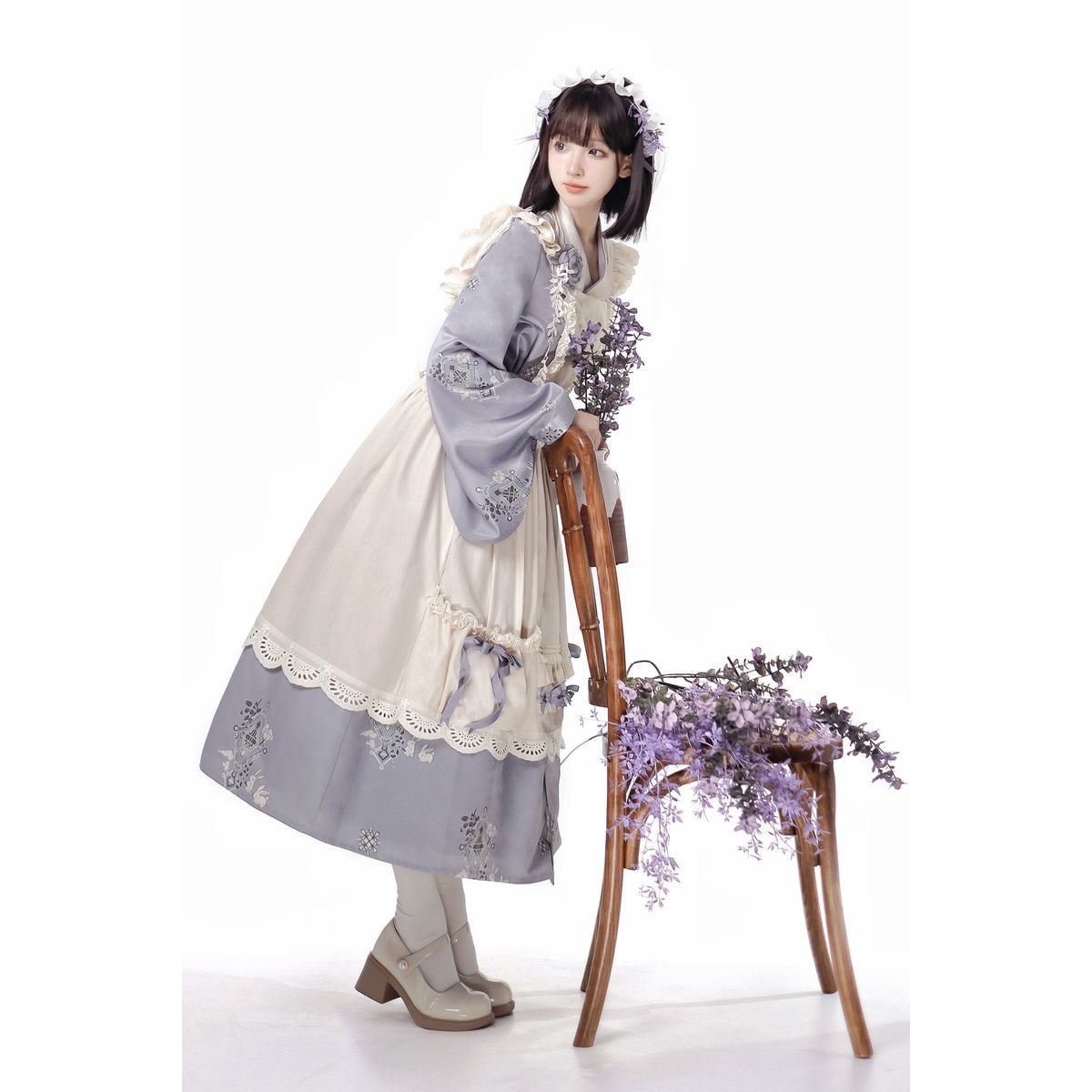 Lavender Retro-Style Apron Dress