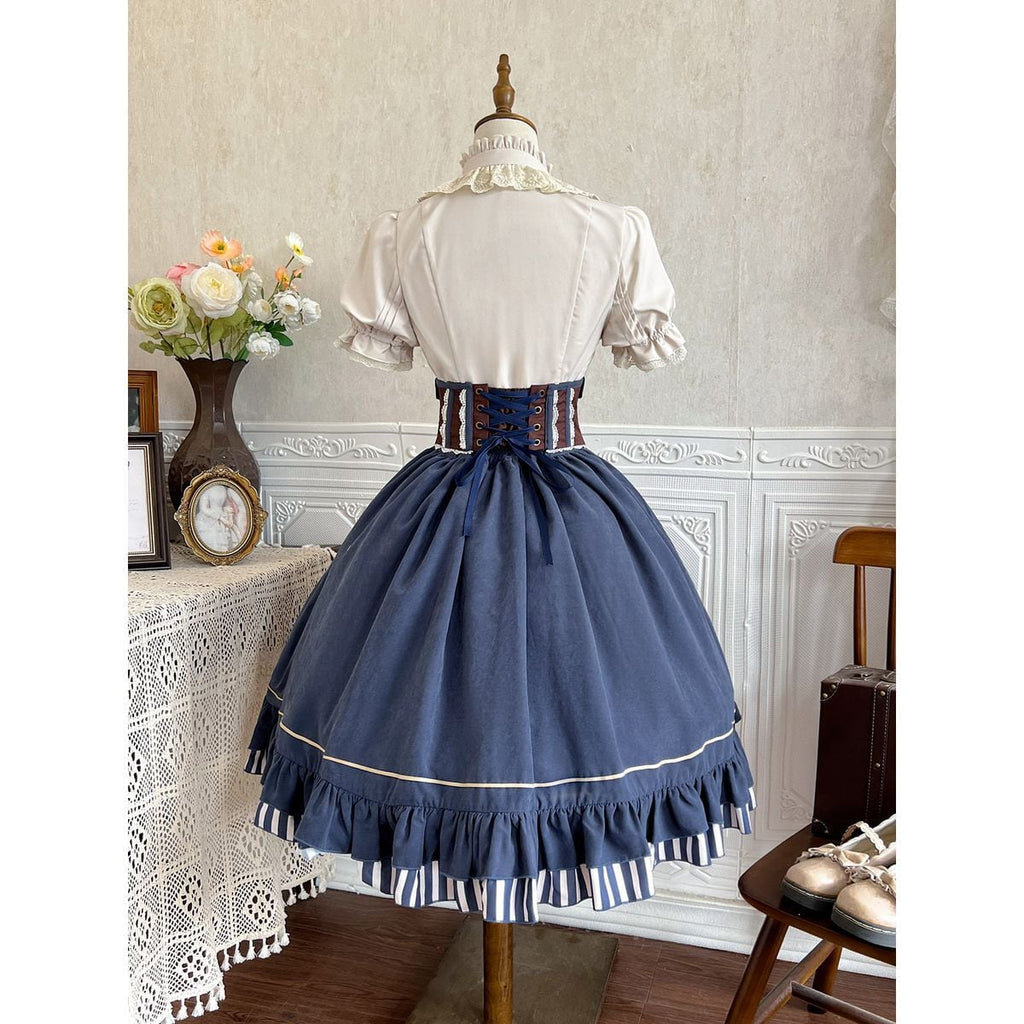 Steampunk Frilled Lace-Up Short Dress