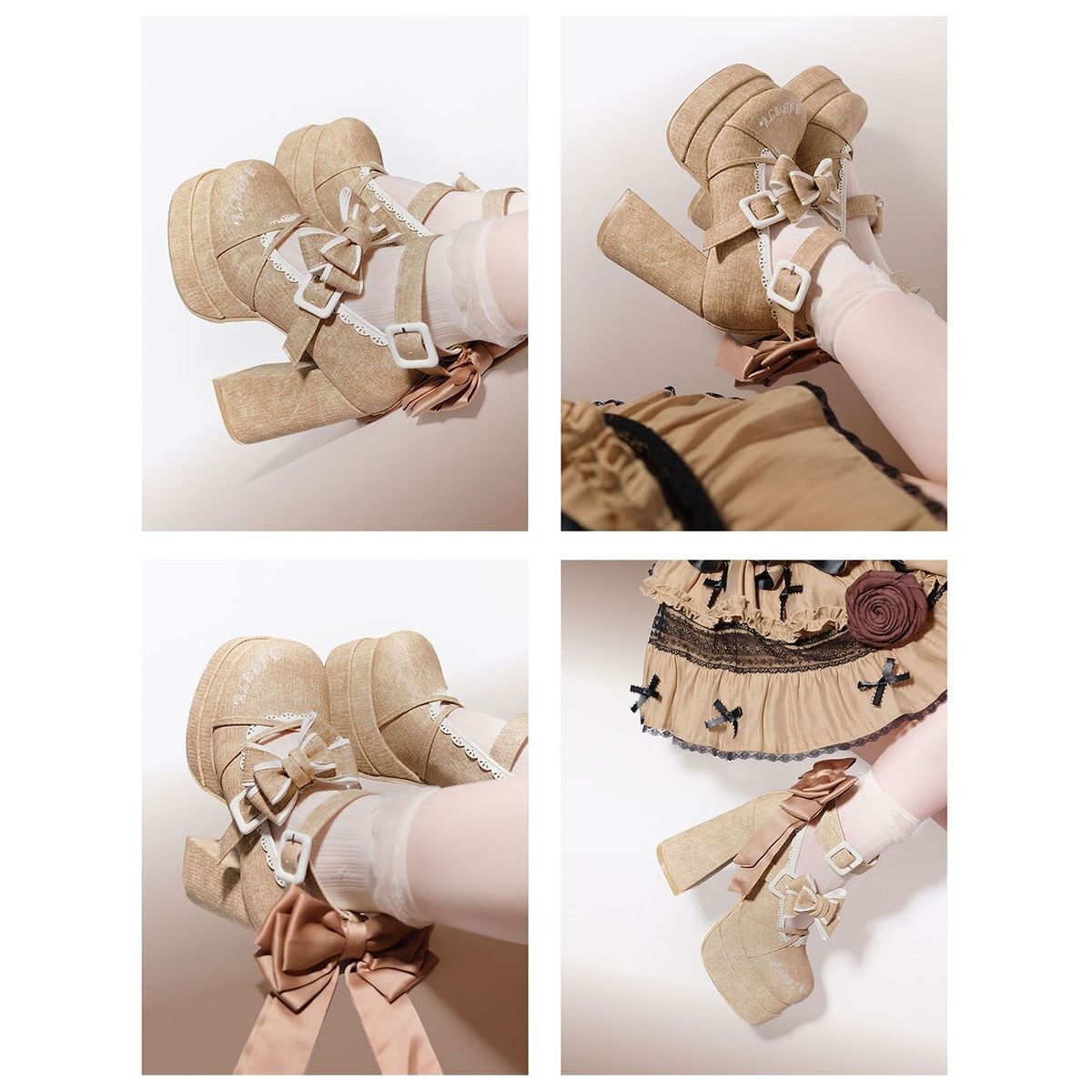 High Heel Shoes with Side Ribbons