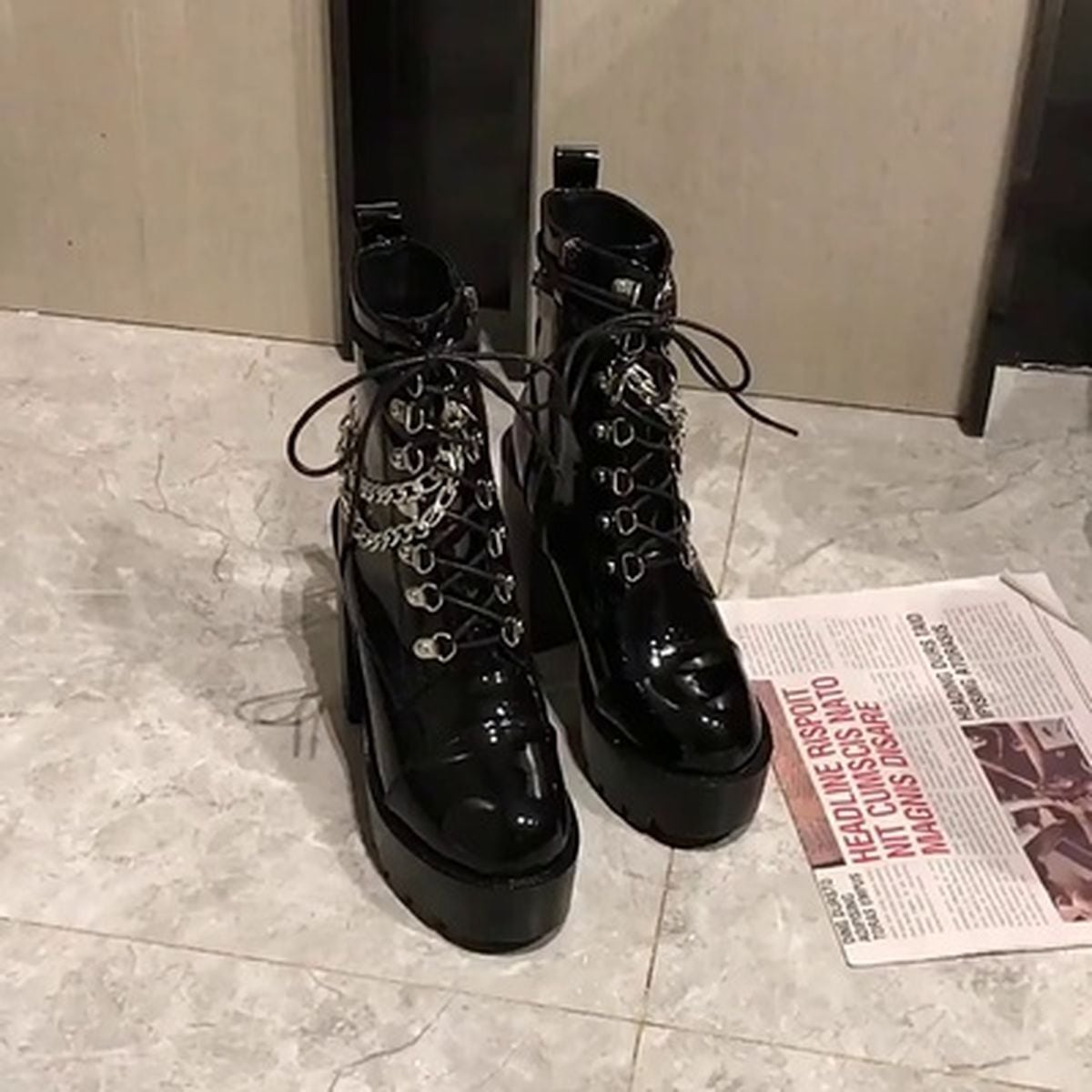 Short Boots with Chain Detail