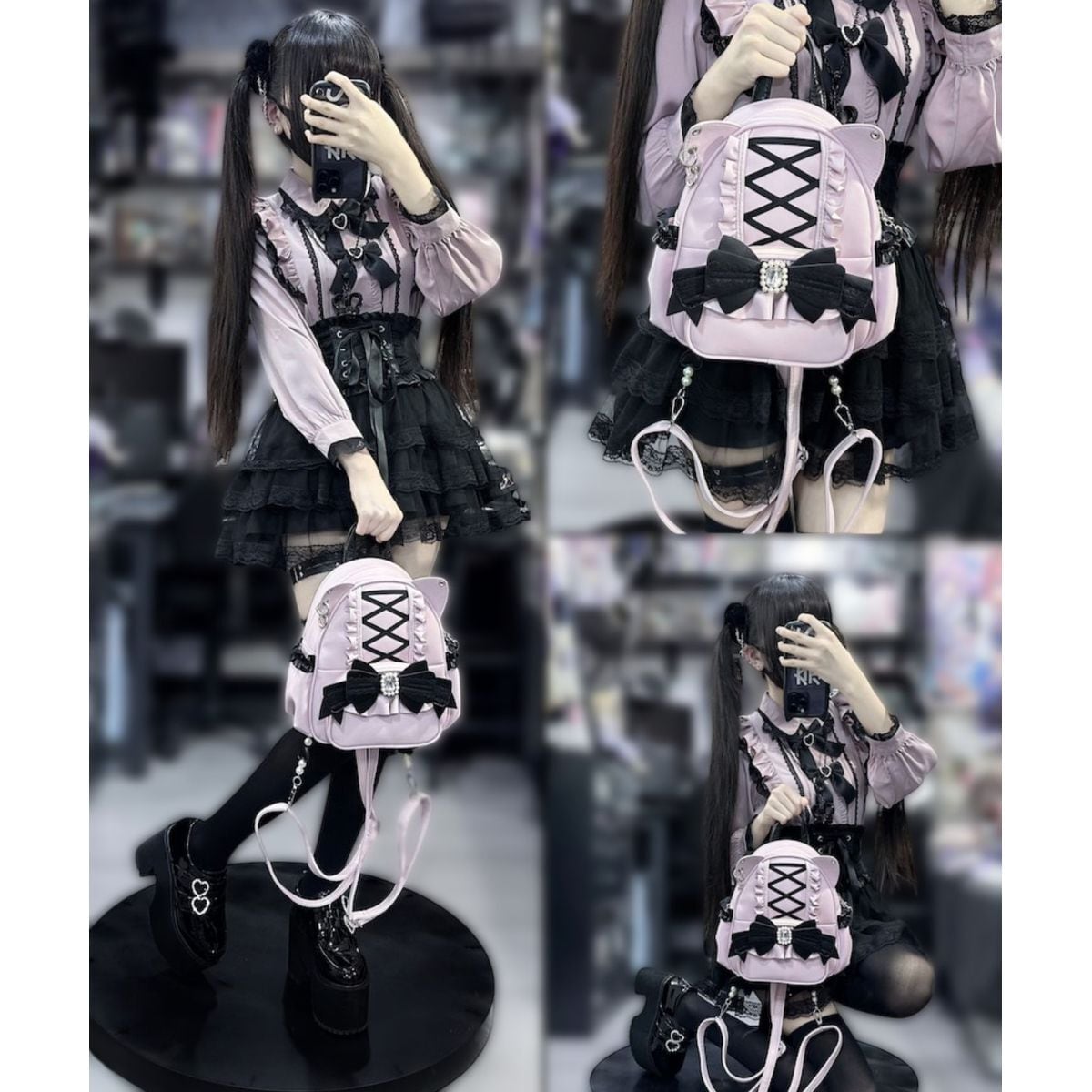 Kawaii Cat Ear Lace-Up Bag