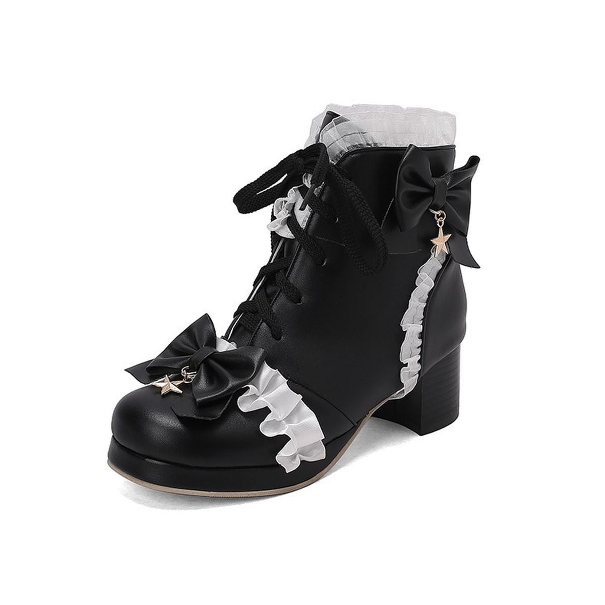Star Strap Ruffle Ribbon Boots