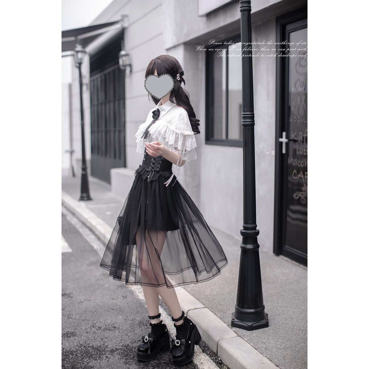 Jirai-kei Black Sheer Skirt Outfit