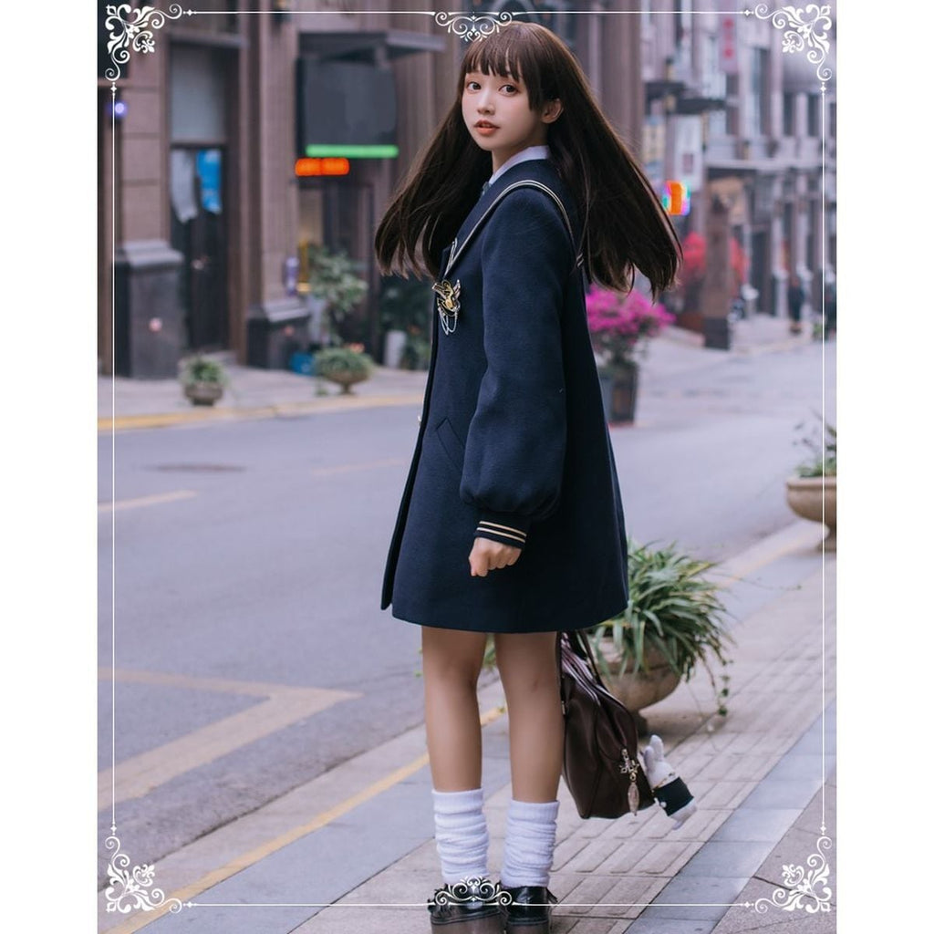 Sailor Collar Double-Breasted Coat