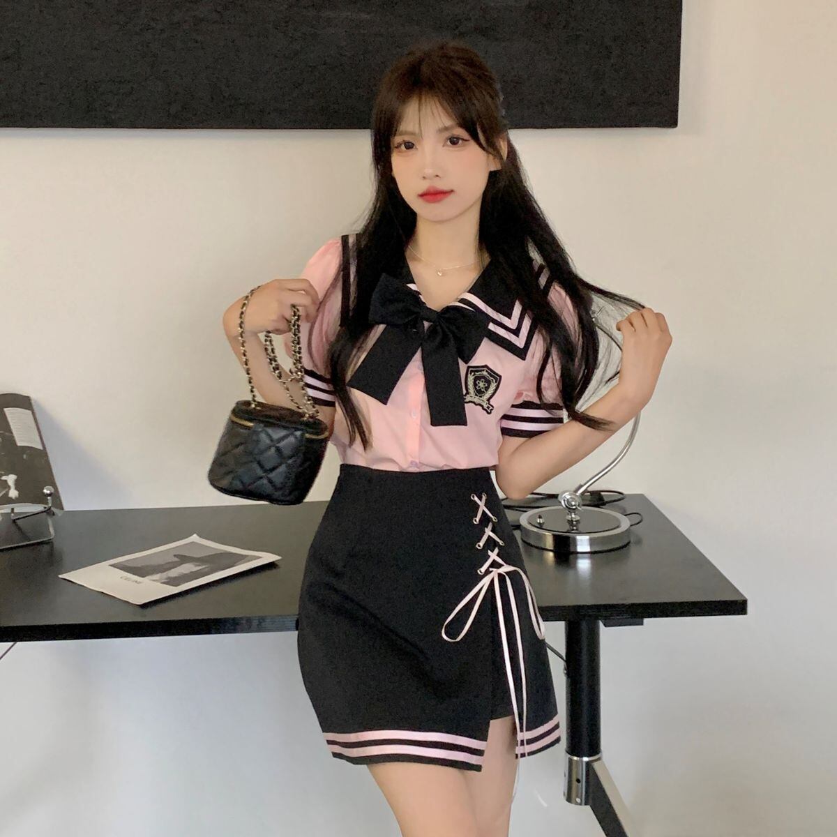 Sailor Collar Short Sleeve Set up