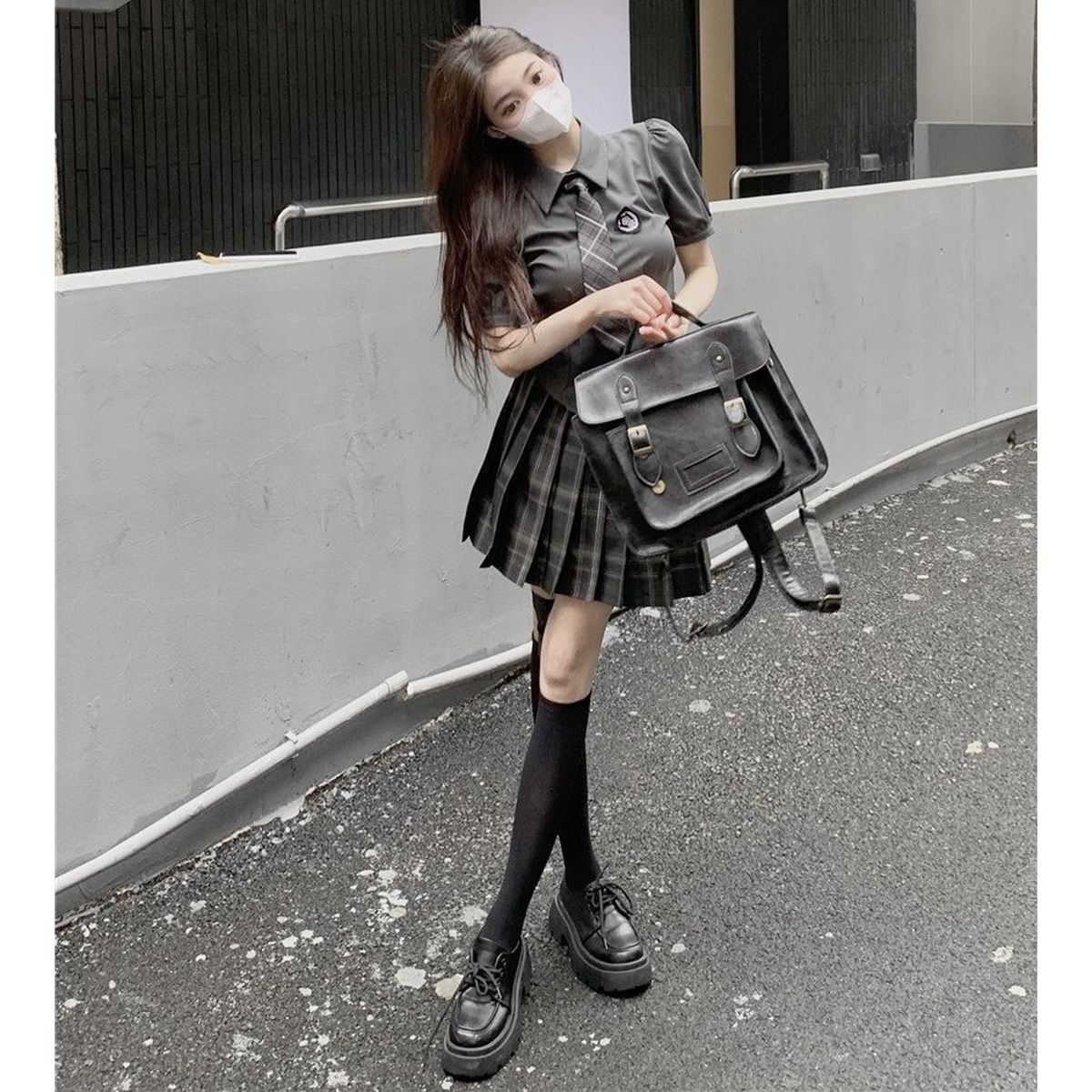 Adorable Checkered Uniform Ensemble