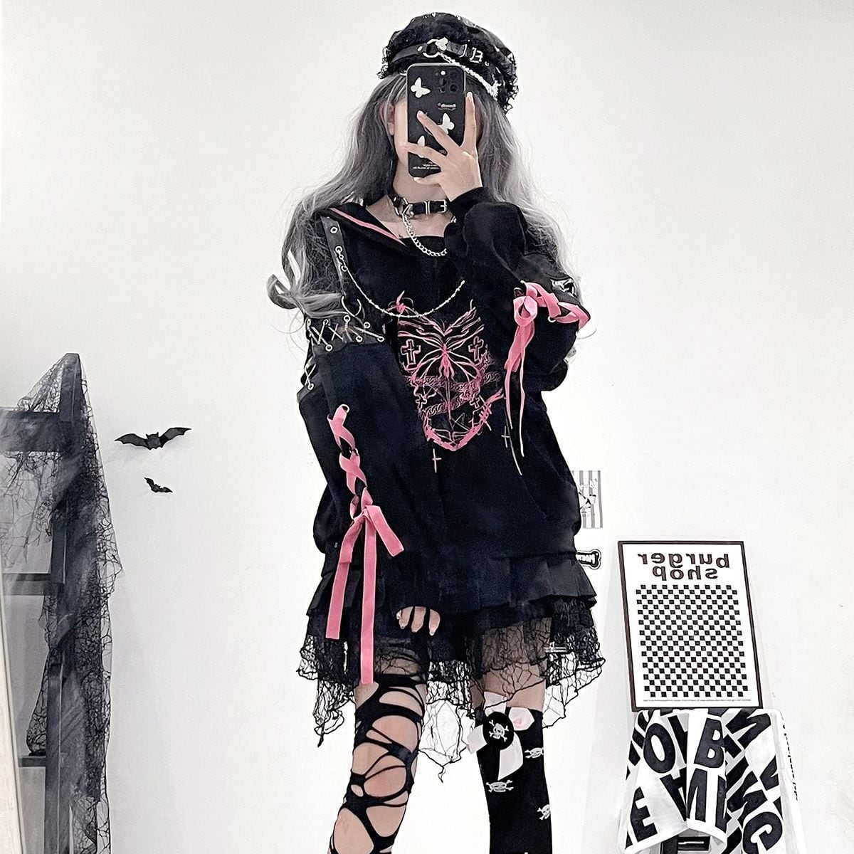 Y2K Subculture Chain Belt Top Set