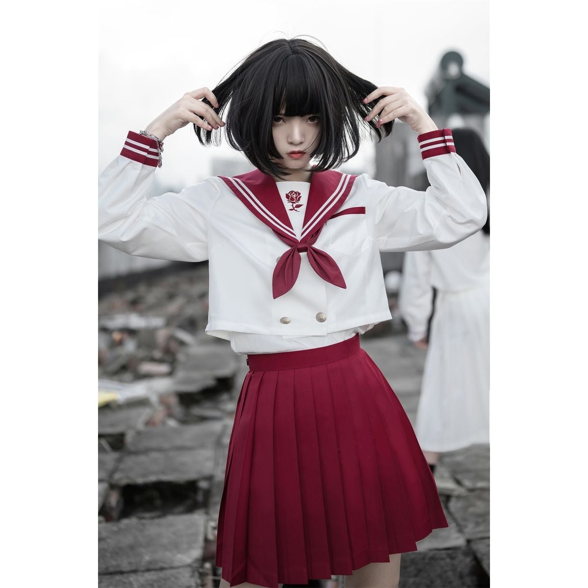 Red and White Sailor Uniform