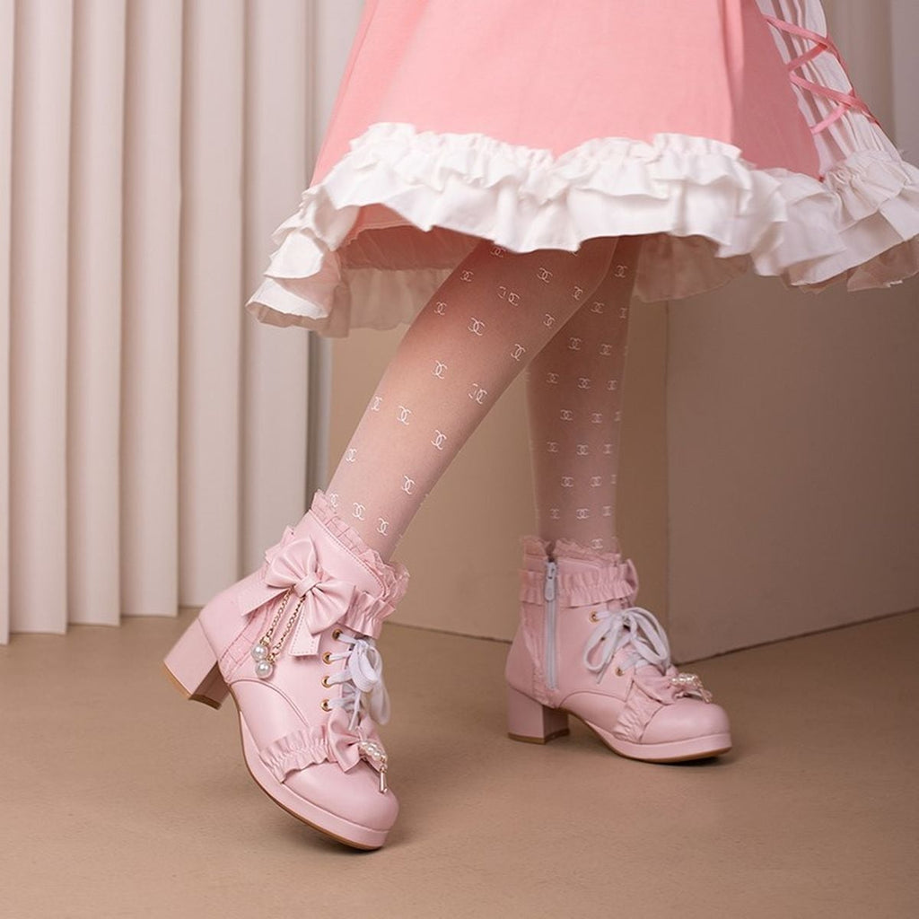 owknot Pearl Accent Ankle Boots