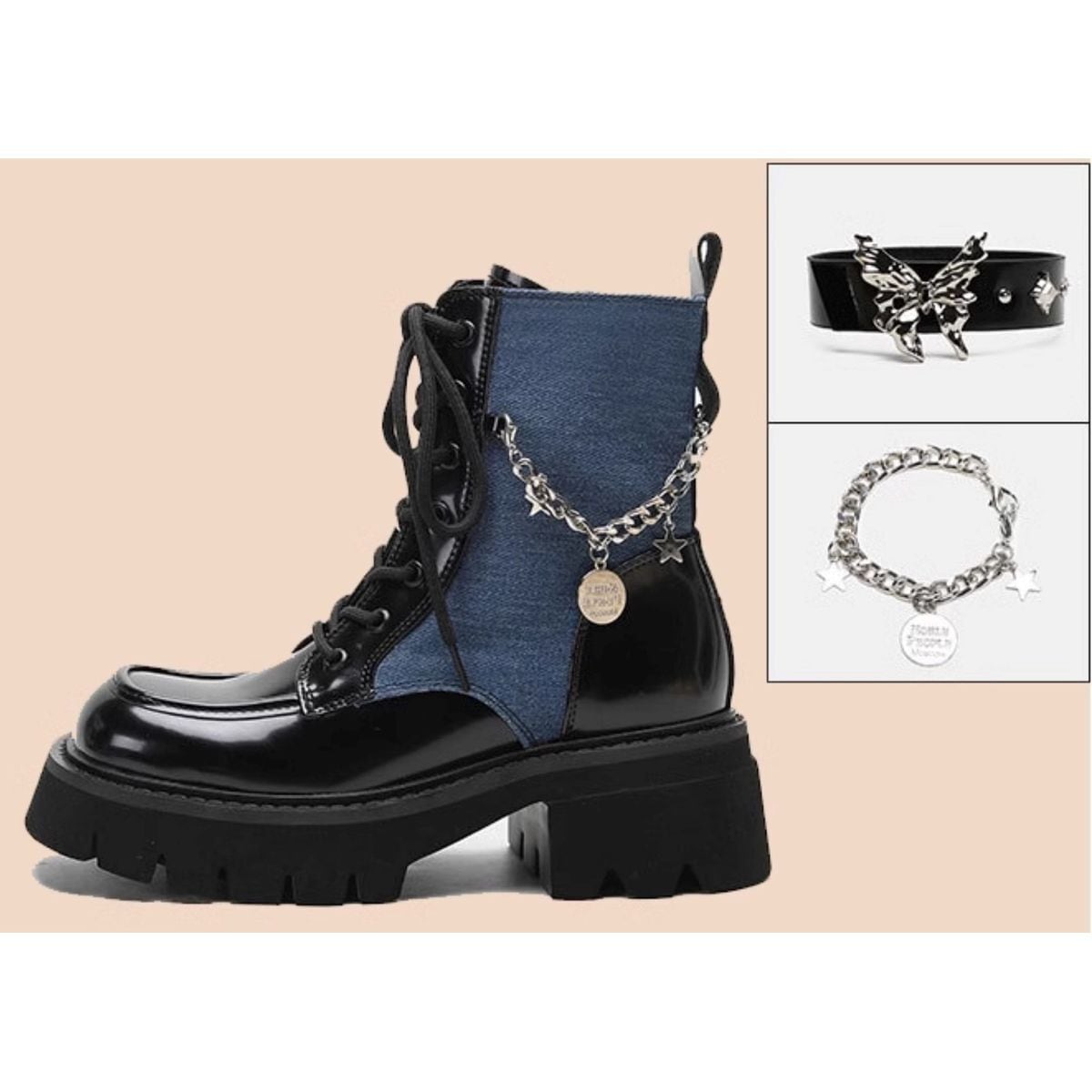 Butterfly Strap Chain Boots