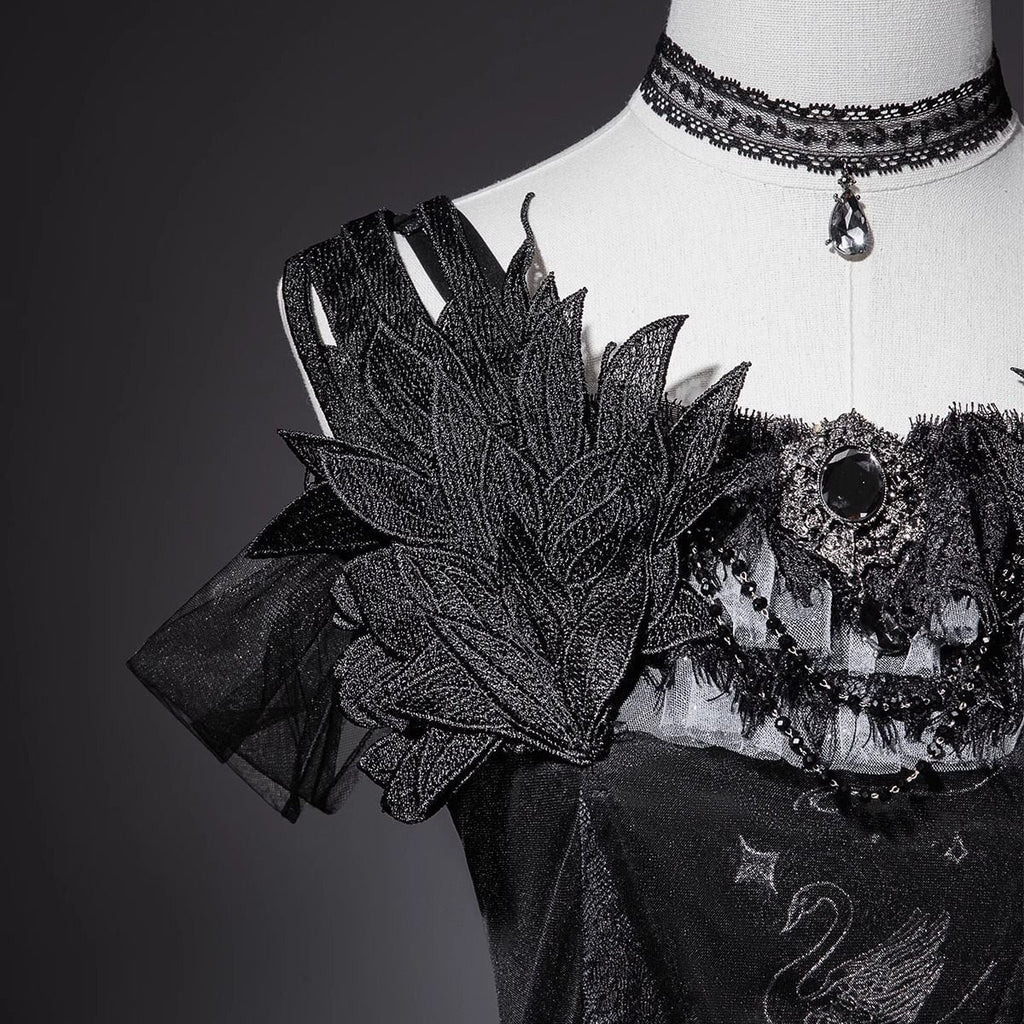 Elegant Gothic Lace Off-Shoulder Ensemble