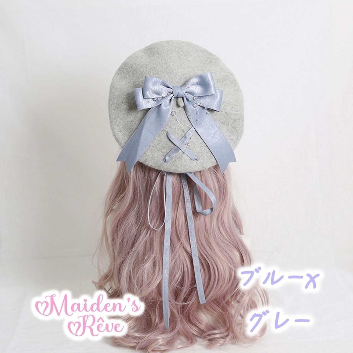 Bow-Embellished Beret Cap