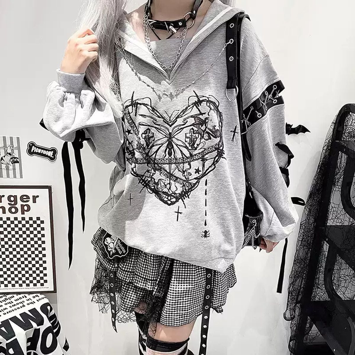 Y2K Subculture Chain Belt Top Set