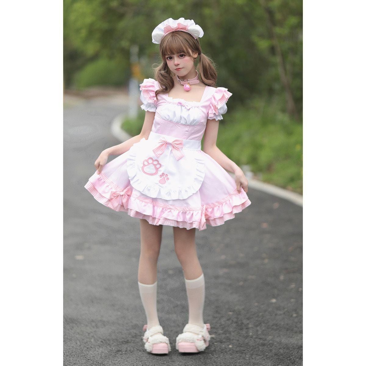 Cat Maid Set with Choker and Pannier
