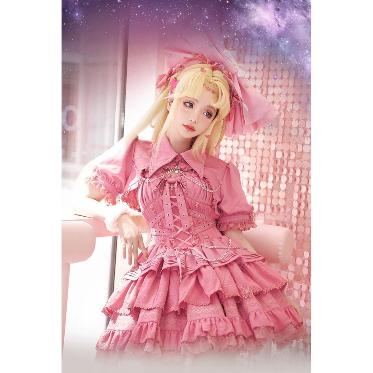 Gothic Lace-Up Jumper Skirt Set