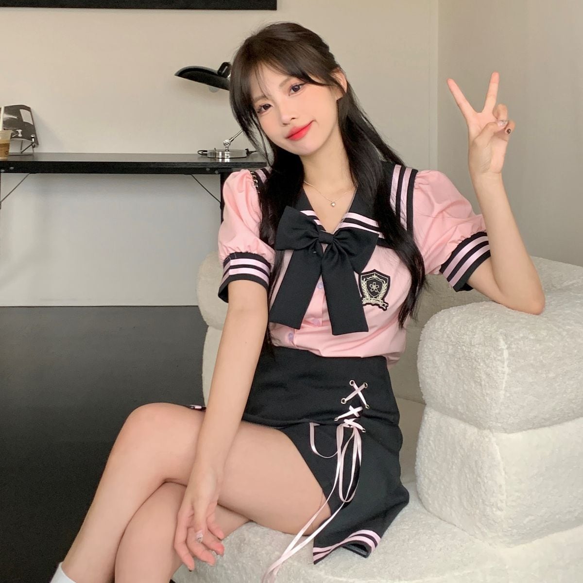 Sailor Collar Short Sleeve Set up