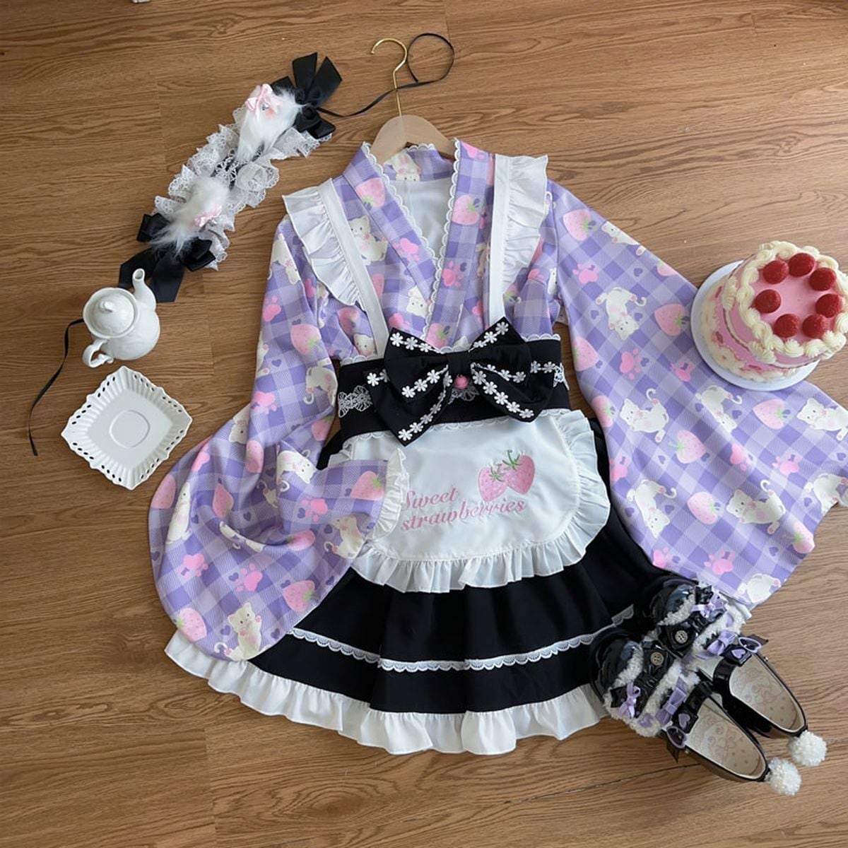 Kimono-Inspired Maid Dress Set