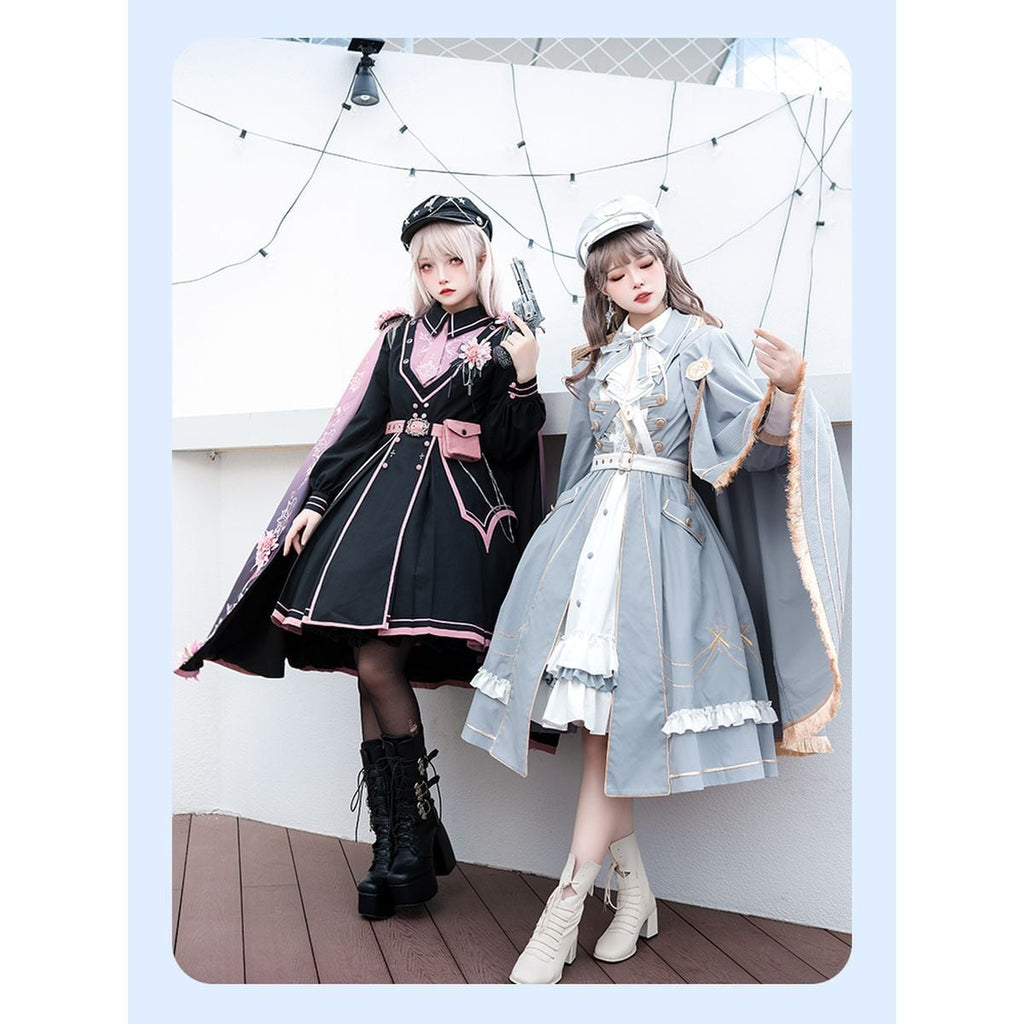 Sky Blue Military Lolita Dress Set