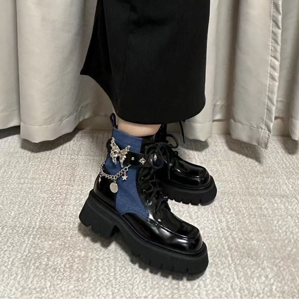Butterfly Strap Chain Boots