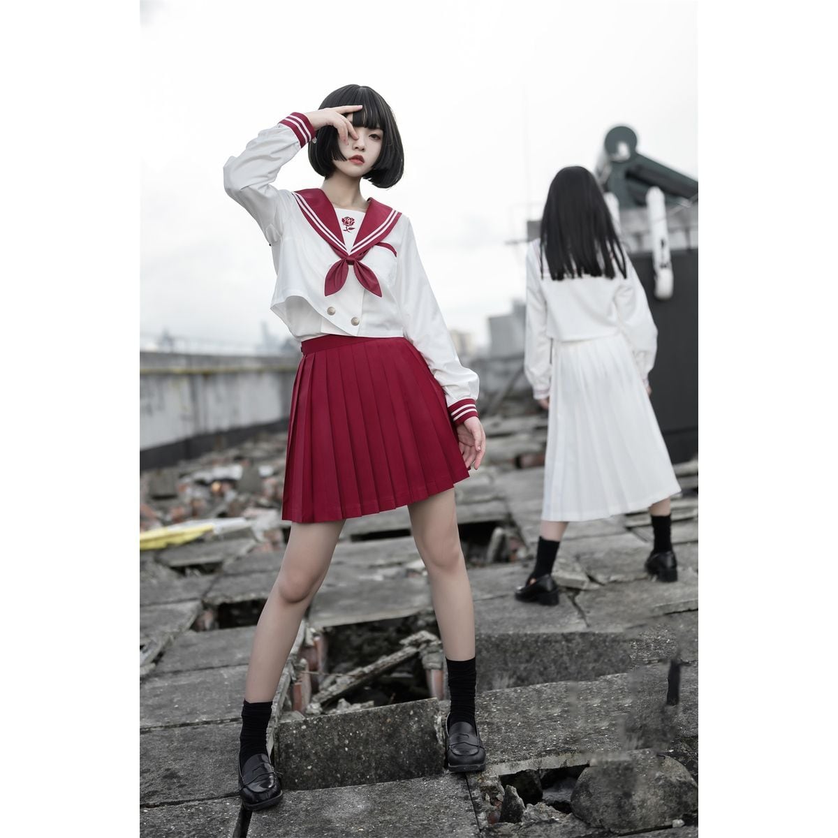 Red and White Sailor Uniform