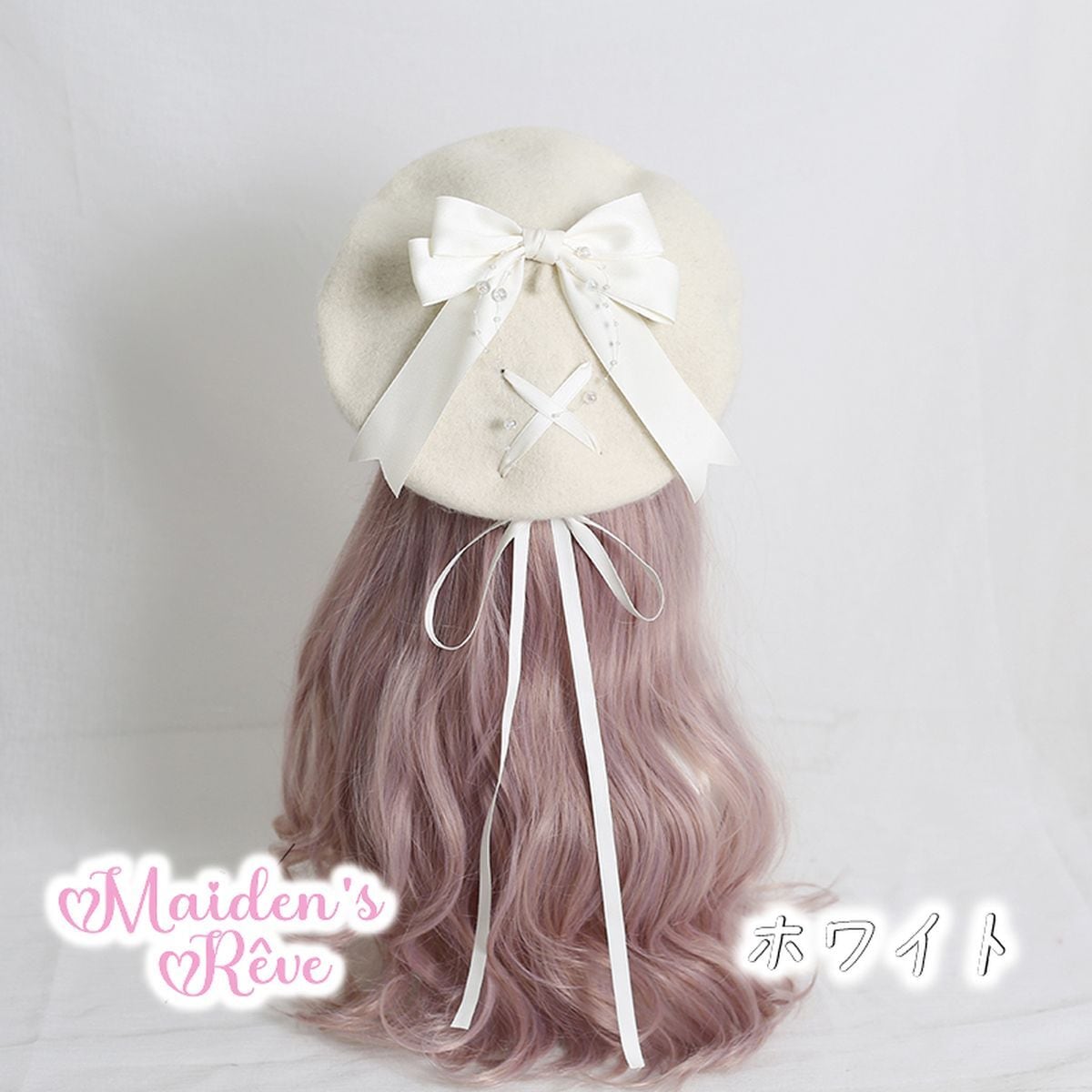 Bow-Embellished Beret Cap