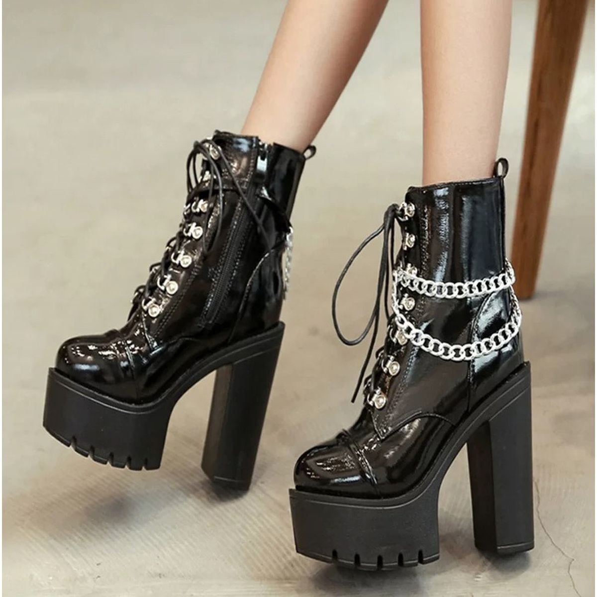 Short Boots with Chain Detail