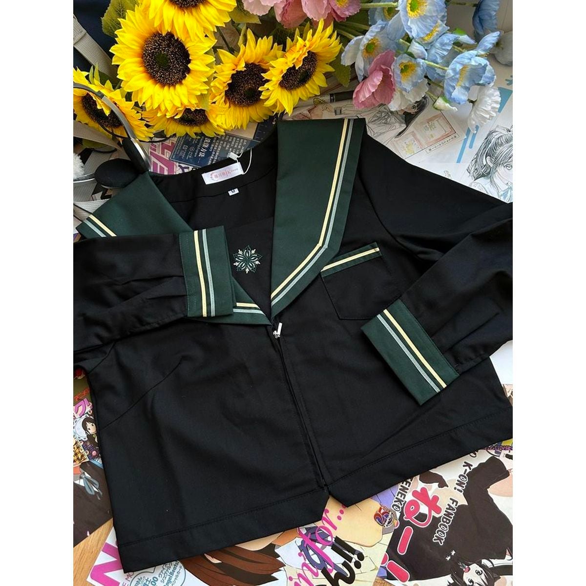 Green x Black School Uniform Ensemble