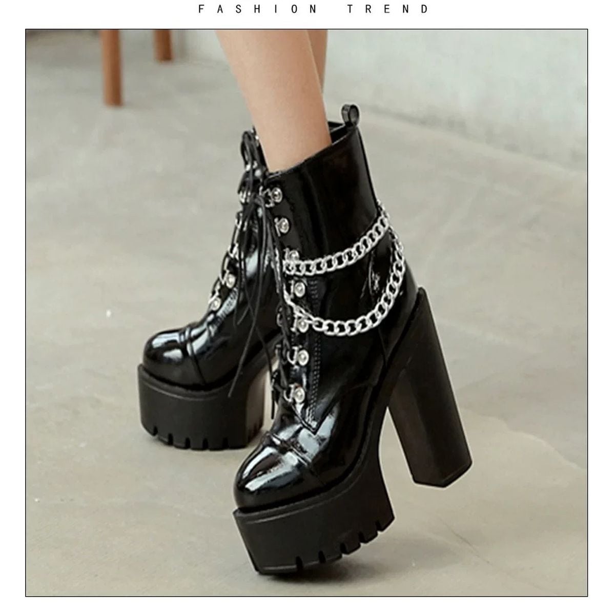 Short Boots with Chain Detail