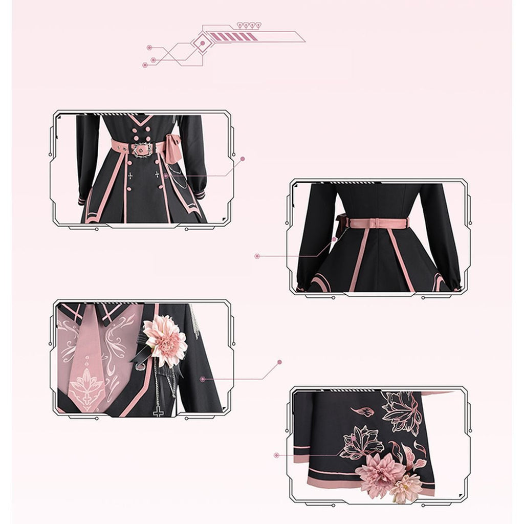 Pink and Black Military Lolita Dress Set